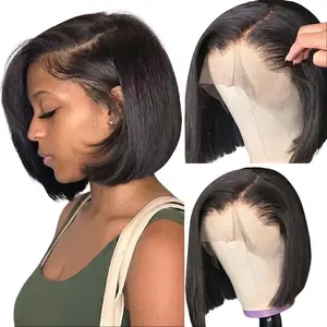 WIGCHIC 13x4 Lace Full Frontal Bob Wig Human Hair Glueless 180% Density Pre-Plucked for Women Natural Look Summer Chic Style
