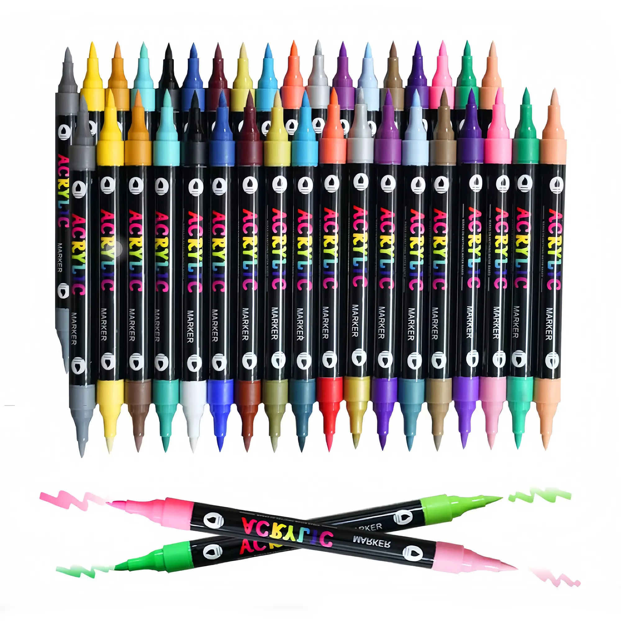 Acrylic Marker Pen Set, 24/48/72 colos Dual Tip Double Color Acrylic PaintMarkers Pens for Wood, Canvas, Stone,Glass, Ceramic Surfaces, Christmas Gift,Acrylic Art Kit,Easter egg painting set ,Art Materials