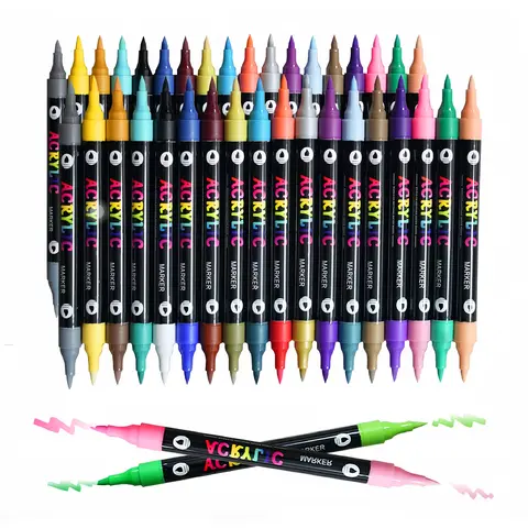 Unisex Dual-Tip Vibrant Mattop Acrylic Marker Pen Set -24/48/72 Color Options, Art Drawing Supplies, Markers for Coloring, for Wood/Canvas Decorating,  Arts & Crafts Kit, Christmas Gifts