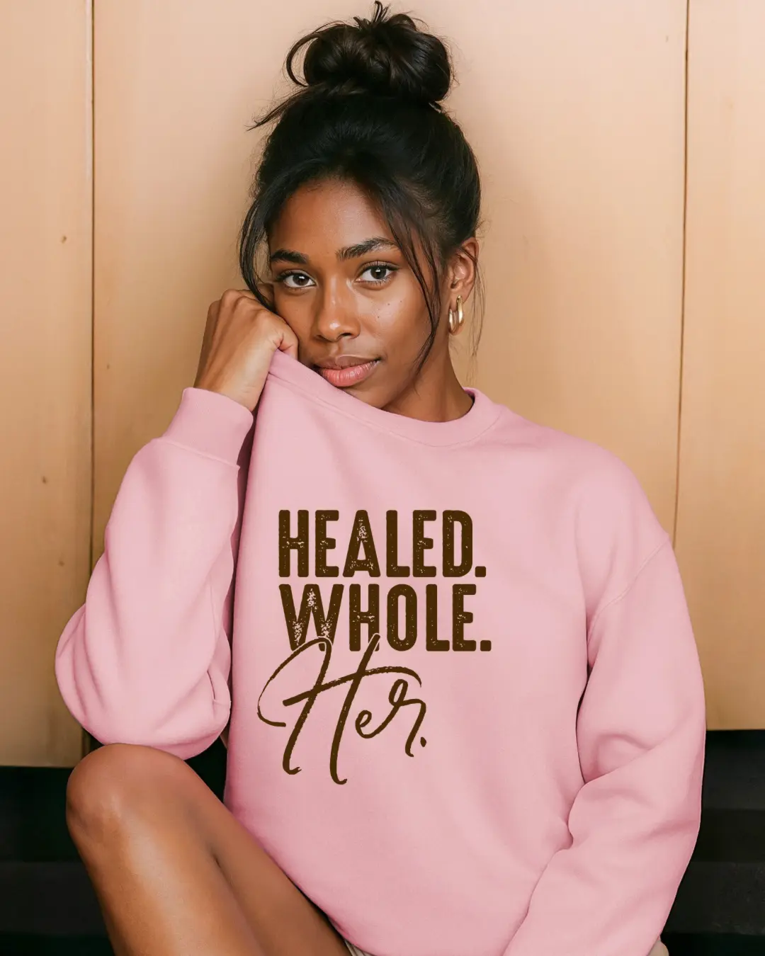 Women's Simple Long Sleeve Sweatshirt with Healed Whole Her Graphic, Casual Pullover Top for Everyday Wear, Statement, Tops