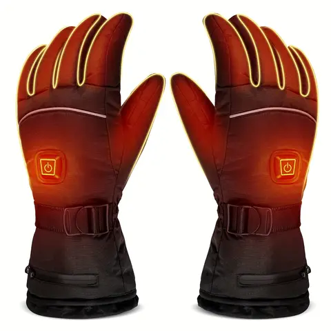 Unisex Thermal Outdoor Sports Gloves - Heatable Polyester Winter Gear, 3 Temperature Settings, On-Demand Heat, One Size for Adults, AA Battery Compatible (Batteries & Charger Not Included)