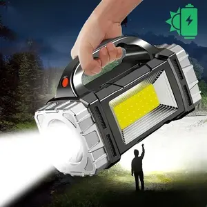 1pc, Solar & USB Rechargeable LED Lantern, Multi-Functional Camping Light, Portable High Performance Flashlight with Multiple Modes for Reading & Emergency Use (with battery), Multifunctional Flashlight