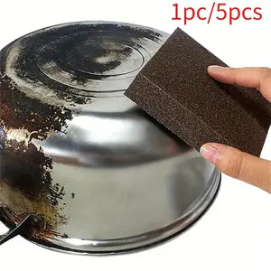Sponge Brush Emery Derusting Cleaning Brush Home Pot and Pan Pot Bottom Cleaning Descaling Sponge, Pot Sponge Brush, Dishwashing Sponge Block, Heavy Duty