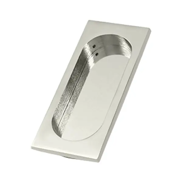 Deltana FP4134U14 Solid Bright Nickel Large Flush Pull - 4x1.62x0.37in - for Sliding Doors, Cabinet Doors - Brass Construction - Limited 1 Year Mechanical Warranty - Long Lasting