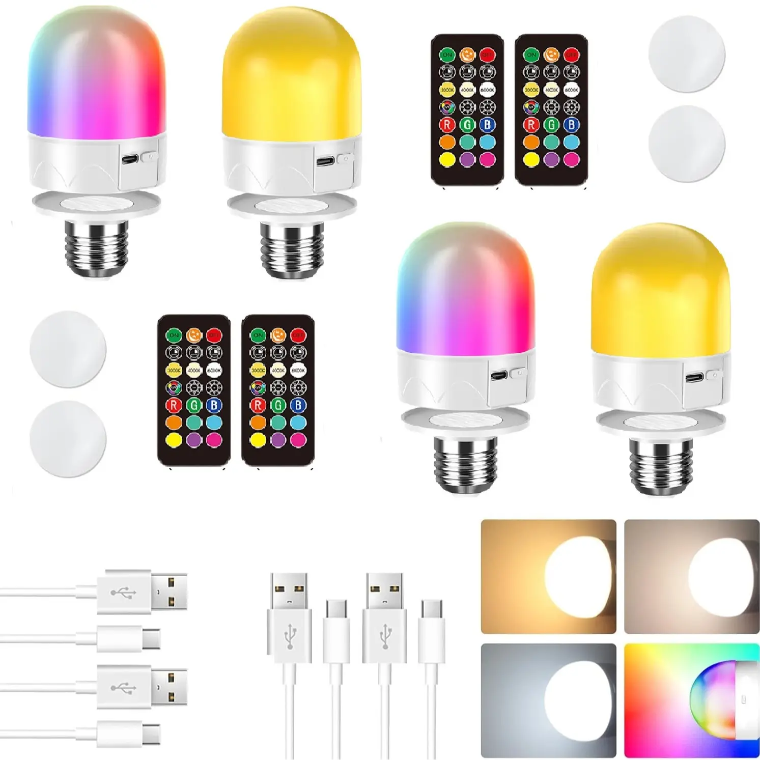Rechargeable RGB Bulb 4PACK