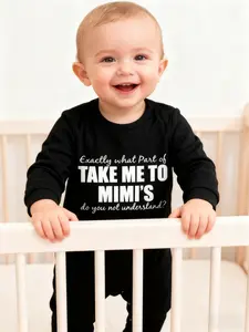 Autumn Winter Baby Unisex Casual Cute Clothing, Infant Toddler Clothes, Letter Print Round Neck Long Sleeve Romper, Suitable for 1-18 Months Babies