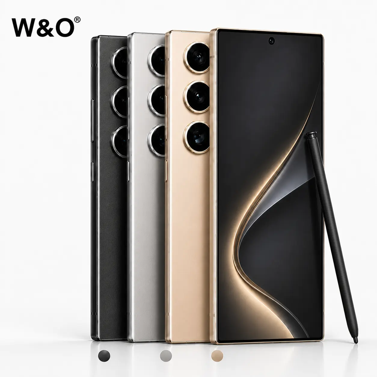 W&O Android 14 Unlocked Smartphone, 12GB+512GB, 6.8" HD+ Display, 6800mAh Battery, 50MP Camera, Built-in Stylus, Dual SIM, microSD Expandable Storage