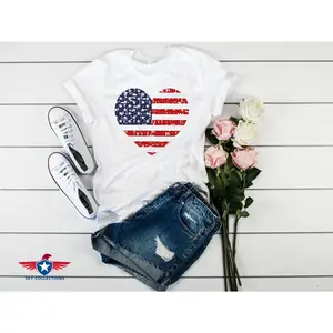 American Flag Heart Shirt: Patriotic 4th of July Tee