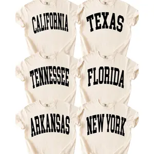 [Select Your State]Custom State Shirt, Unisex State Comfort Colors, Womens Graphic Shirt, Preppy Varsity College Graphic