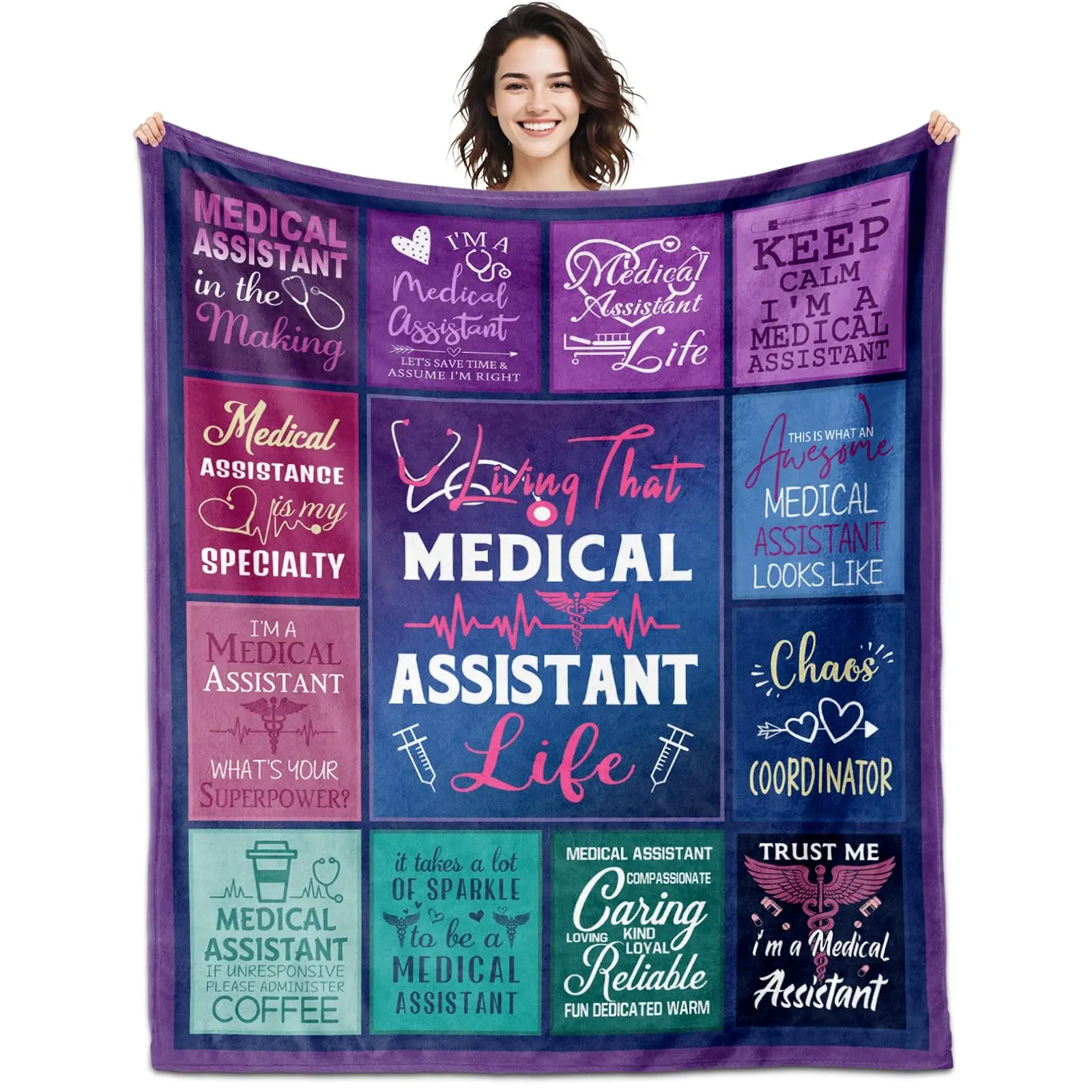 1PC Medical assistant gift throw blanket, medical assistant blanket, medical assistant thank you gift, female medical assistant gift blanket, birthday gift, holiday gift