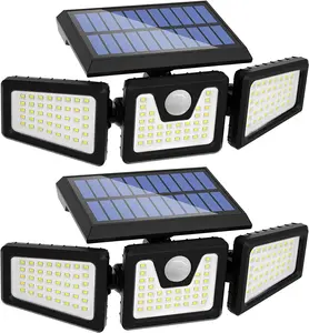 Solar Flood Lights Outdoor, Motion Sensor Lights, 3 Adjustable Heads Security Lights, IP65 Waterproof, with Remote Control 180° Wide Lighting Angle Solar Powered Lights for Patio Yard Garage Entryways Porch,TikTokShopBlackFriday