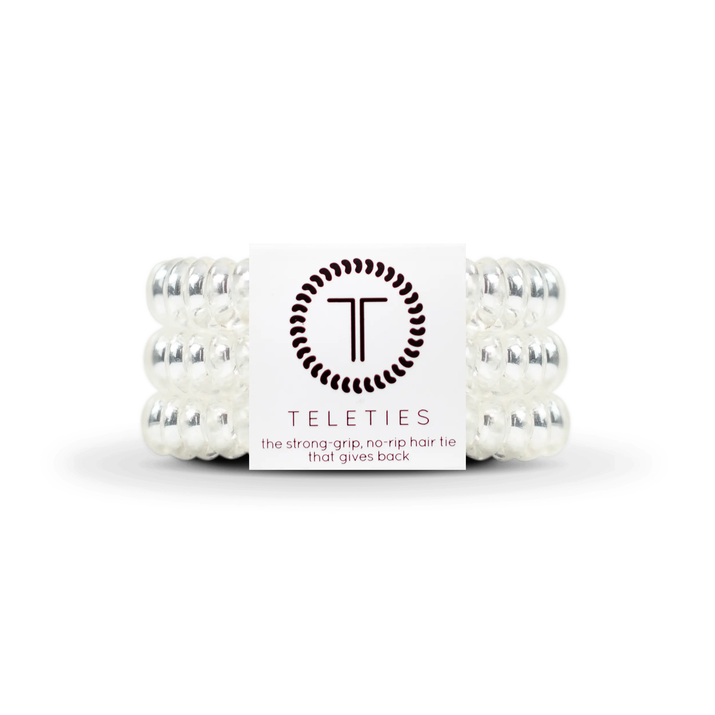TELETIES - Crystal Clear - Large Hair Ties - Pack of Three - Strong Grip Style