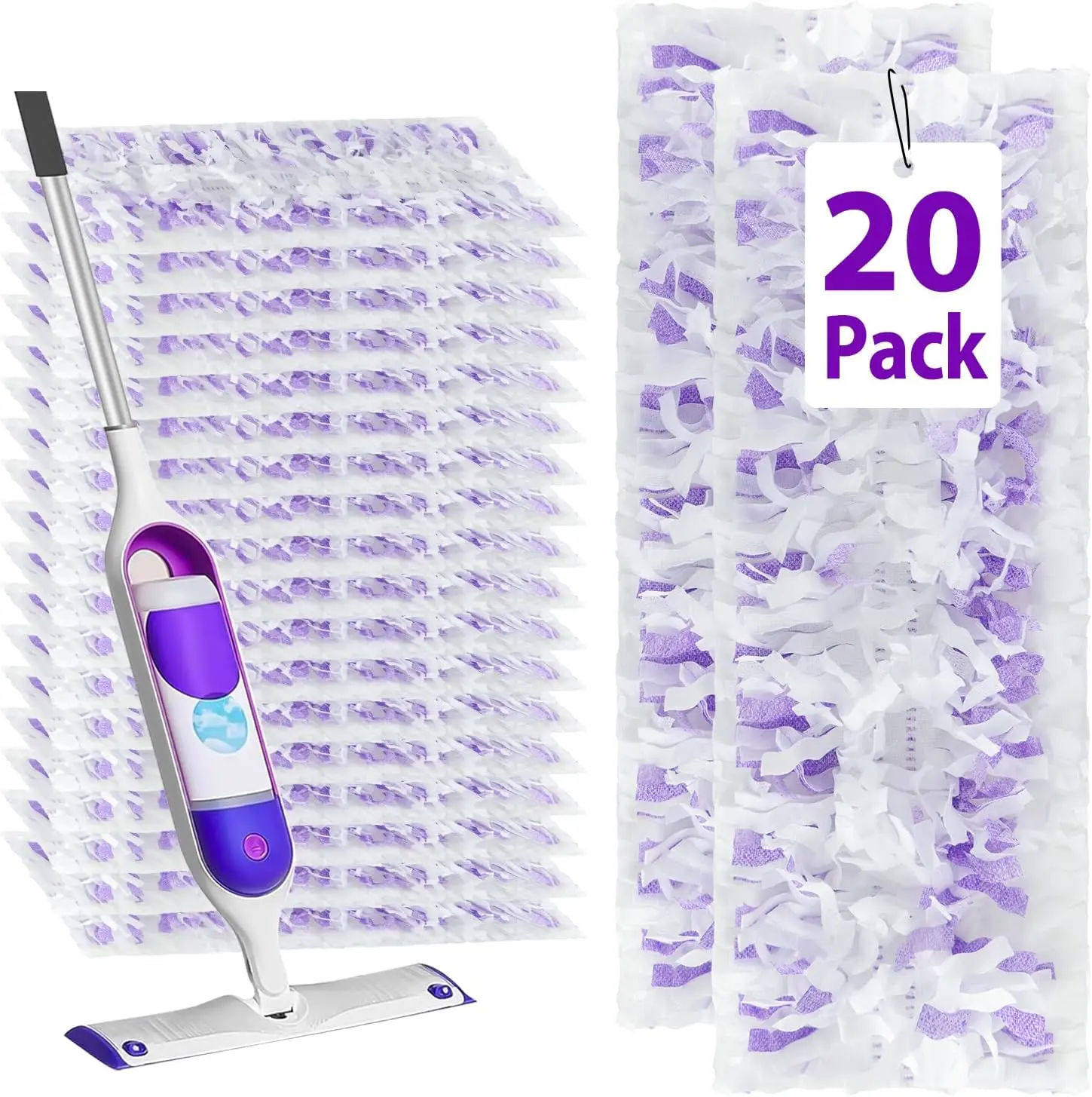 20 Pack Disposable Power Mop Pad Refills Multi-Surface Cleaning Replacement Pads for Floor Cleaning Absorbent Textured Surface for Tile Hardwood Laminate Vinyl