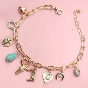Rosie Charm Bracelet-Western Boot Bullhead Stone