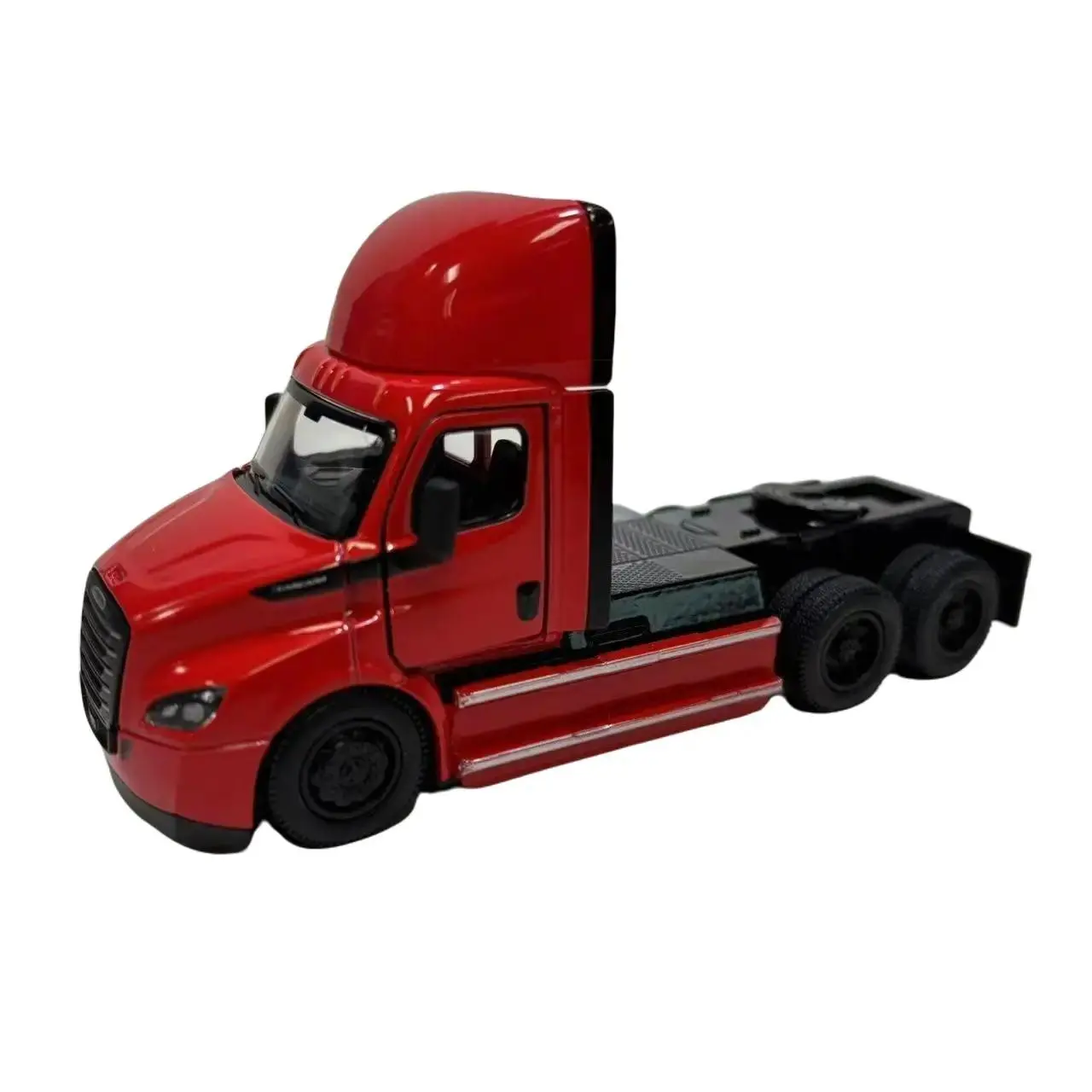 KINSMART 1:62 Scale Red Freightliner Cascadia Diecast Model Truck with Openable Doors & Pull Back Action 5 Inches Length Officially Licensed