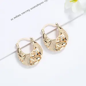 18 Karat Layered Real Gold-Plated Round Basket Hoop Earrings, Earrings for Women #42, Earring For Women