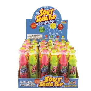 Sour Soda Pop 12 ct - Each Four-Pack Contains Mini Soda-Shaped Bottles Filled with Sour Powdered Candy with Classic Soda Flavors - 12 Count Pack Snack Bonbon