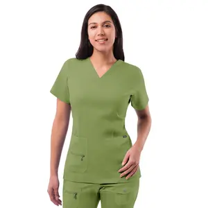 Elevated V-Neck Scrub Top by Adar XXS-3XL /  Spring Leaf