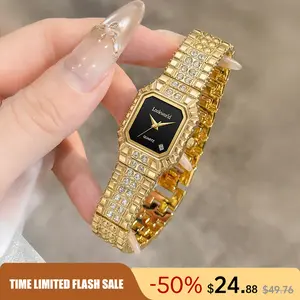 Elegant Diamond Watch with a green stone dial; quartz jewelry watch that’s fashionable and versatile, suitable for various occasions. The strap is adjustable to fit different wrist sizes. A great gift for women’s day.