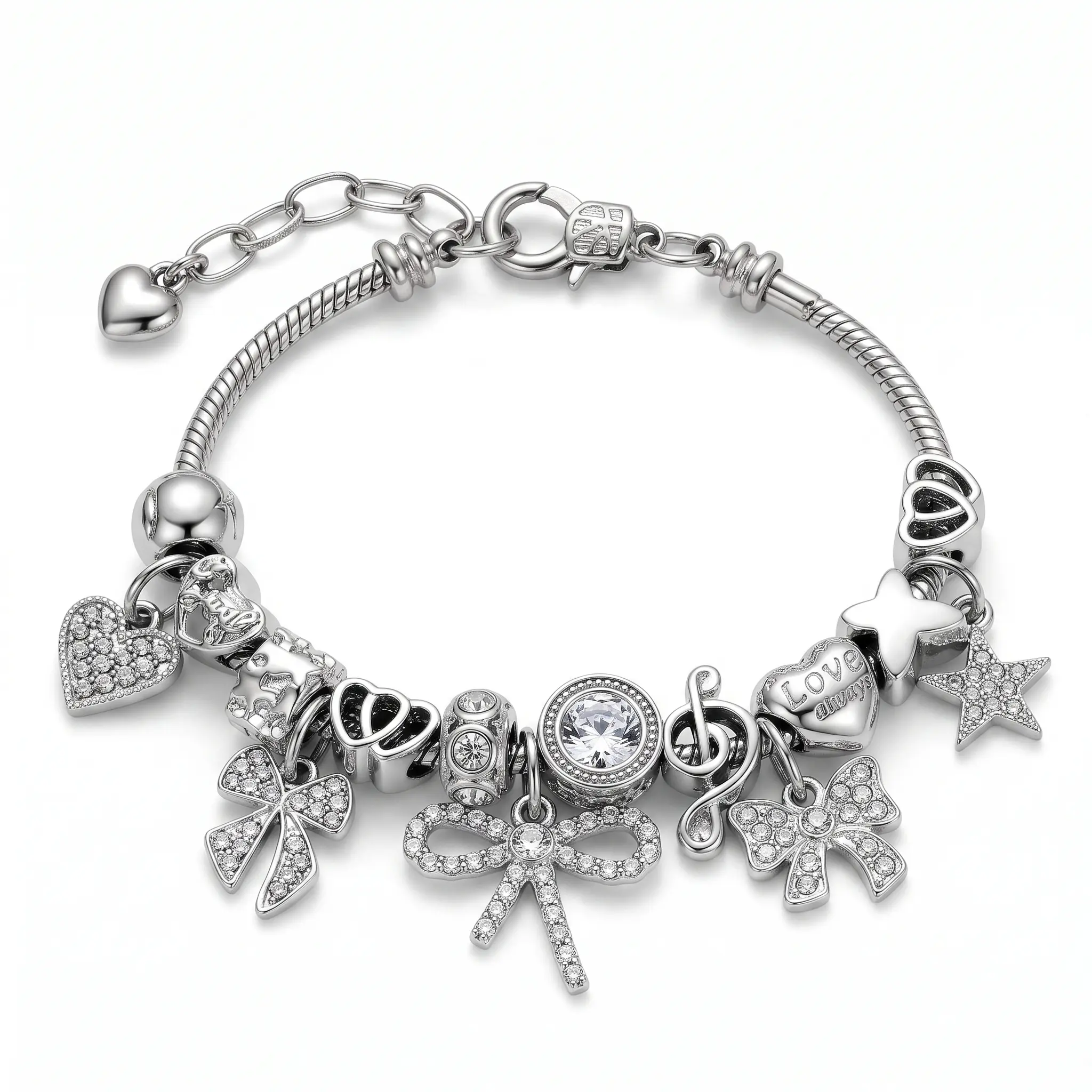 Women's Dainty Bow Bracelet - Adjustable Alloy Chain Heart Zirconia Bracelet for Casual Daily Wear, Fashion Costume Jewelry, Bow Bracelets