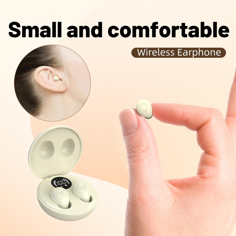 Wireless sleep earphones, mini Bluetooth earphones, touch operation, silicone in ear for long-term wear, LED digital display, high-definition sound quality, compatible with smartphones, noise cancelling earphones suitable for sleep, work, and gaming