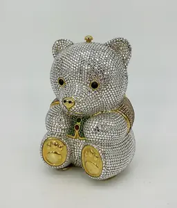 Pre-owned JUDITH LEIBER crystal Mini Bags Swarovski Spencer Bear Minaudiere