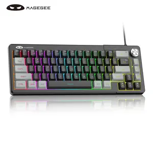 MageGee TS68 60% RGB Gaming Keyboard - Ultra-Compact 68 Keys, Ergonomic Low-Profile Design, Wired for PC/Mac/PS4/Xbox (Grey-Black)
