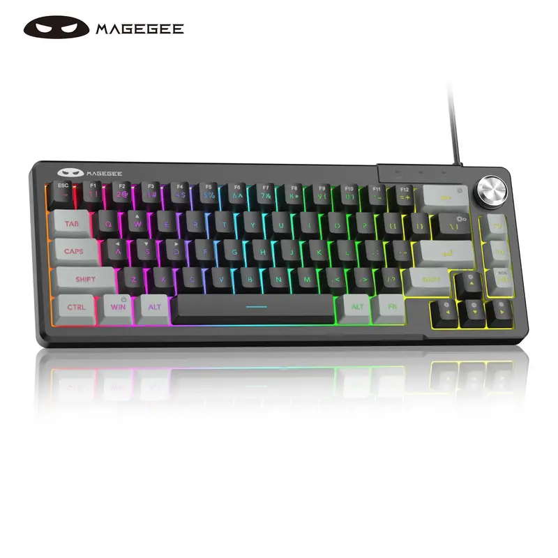 MageGee TS68 60% RGB Gaming Keyboard - PC Accessories Gaming Ultra-Compact 68 Keys, Ergonomic Low-Profile Design, Wired for PC/Mac/PS4/Xbox, Backlit Keyboard, RGB Backlight Keyboard, Light Up Keyboard (Grey-Black)