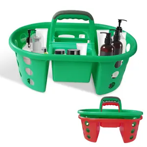 SIMPLYKLEEN Large Shower Caddy Portable 2PC Made in USA Jumbo Size Dorm Storage Candy Tote with Handle for Bathroom Pantry Kitchen College Dorm Green/Red