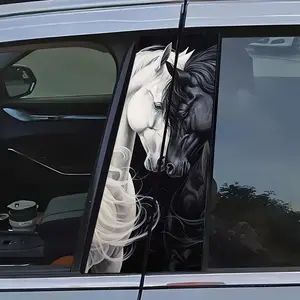 Horse Pattern Car Sticker, Self Adhesive Car Decal, Easy To Stick and Remove, Rectangular Shape Car Decoration Sticker for Car Window, Windshield Sticker, Decals Sticker, Car Truck Decal, Universal Car Sticker