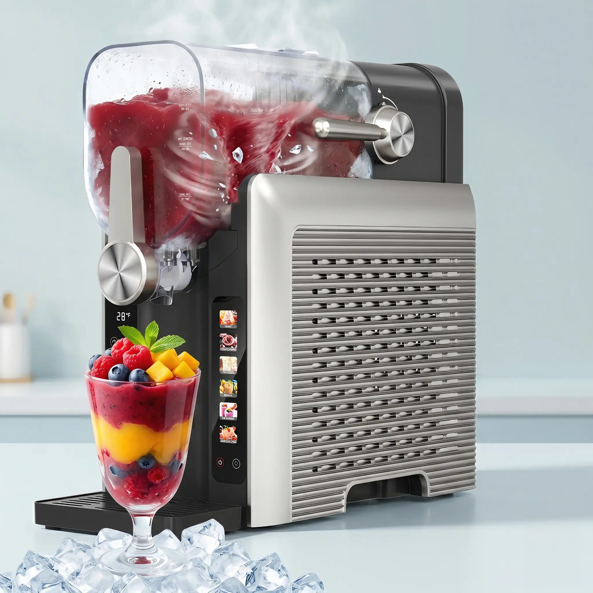 1.6L Electric Slushie Machine & Soft Serve Ice Cream Maker, Rapid Freezing Frozen Drink Maker for Home, Margarita & Cocktail Machine, Easy-Clean DIY Dessert Maker Máquina para granizados, Commercial Use