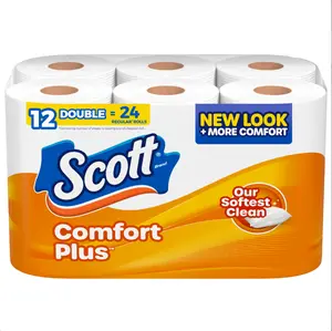 ComfortPlus Toilet Paper, 12 Double Rolls, 231 Sheets per Roll, Septic-Safe, 1-Ply Toilet Tissue