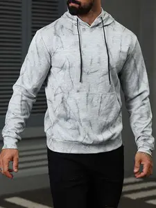 Men's Vintage Tie-Dye Sporty Hoodie, Loose Fit Kangaroo Pocket, Running Fitness Street Style Top, Comfortable Casual Wear