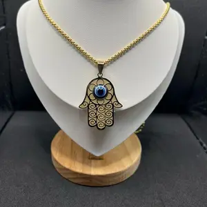 Hamsa evil eye hand gold chain necklace western jewelry