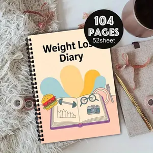 1 aesthetic health and weight loss journal, weight loss plan, daily activity tracker, spiral binding. Exercise log, diet record, household goal-setting exercise planner, suitable for both men and women.