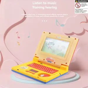 Kids LED Music Learning Laptop Toy, Learning Entertainment Tablet, Plastic Educational Computer with Retractable Mouse, Electronic Music Study Tool for Children