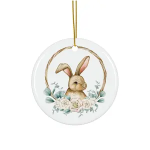 Easter Decor Ceramic Ornaments - Circle, Star, Heart and Oval Shapes