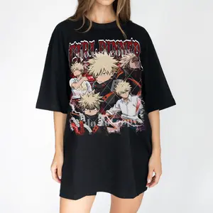 Katsuki Bakugo MHA My Hero Anime Manga Retro T-Shirt Sweatshirt Hoodie Cotton Fan Gift Fabric Top