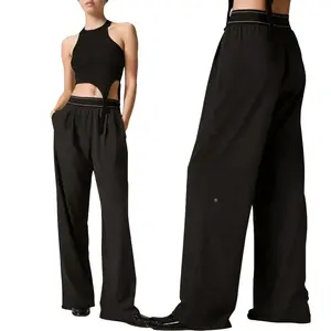 Unisex Wide Leg Yoga Pants Men Women | High Waisted Loose Fit Sports Trousers with Pockets | Front Pleated Straight Leg Elastic Waist | Flowy Lounge Bottoms Soft Casual Activewear | Lightweight Summer Breathable Workout Wear