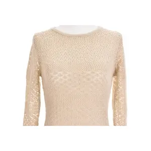 Crochet Long Sleeve Open Back Dress