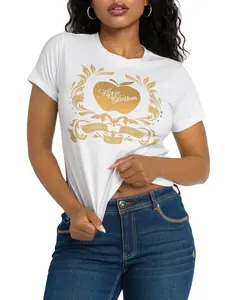 Apple Bottoms Golden Crest Tee, White Top,  Womenswear, Graphic Shirt