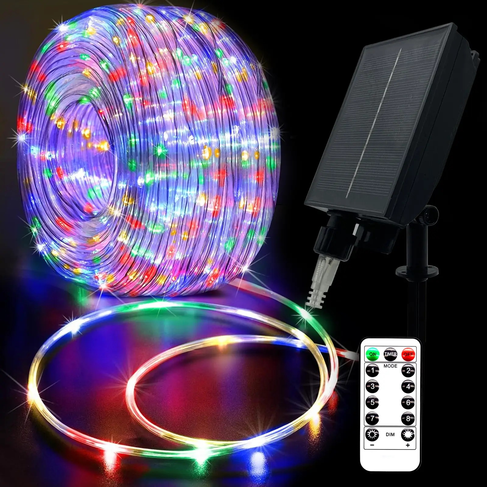 GLPE Solar Rope Lights Outdoor , 66ft 200 LED String Lights Fairy Lights with Remote for Christmas Garden Patio Deck Tree Pool Trampoline Wedding Wate