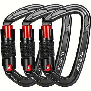 25KN Auto Locking Climbing Carabiner Clip, Portable Buckle for Rock Climbing, Rappelling, and Mountaineering, Safety Locking Mechanism for Secure Climbing