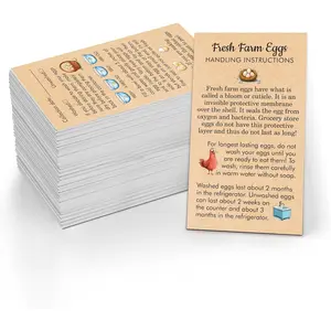 200 count Fresh Farm Egg Handling Instruction Cards, Double-sided Printing Egg Carton  Bulk with Washed/Unwashed Fresh Egg Care Accessories Card Labels for Farm Fresh Eggs (3.5" x 2")