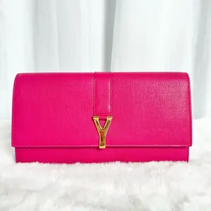 Pre-owned Yves Saint Laurent Saint Laurent YSL Hot Pink Leather Clutch|20906782