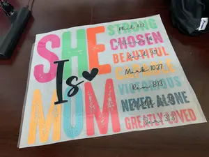 1 DTF Transfer "She Is Mom" Mothers Print Ready to Heat Press transfer film