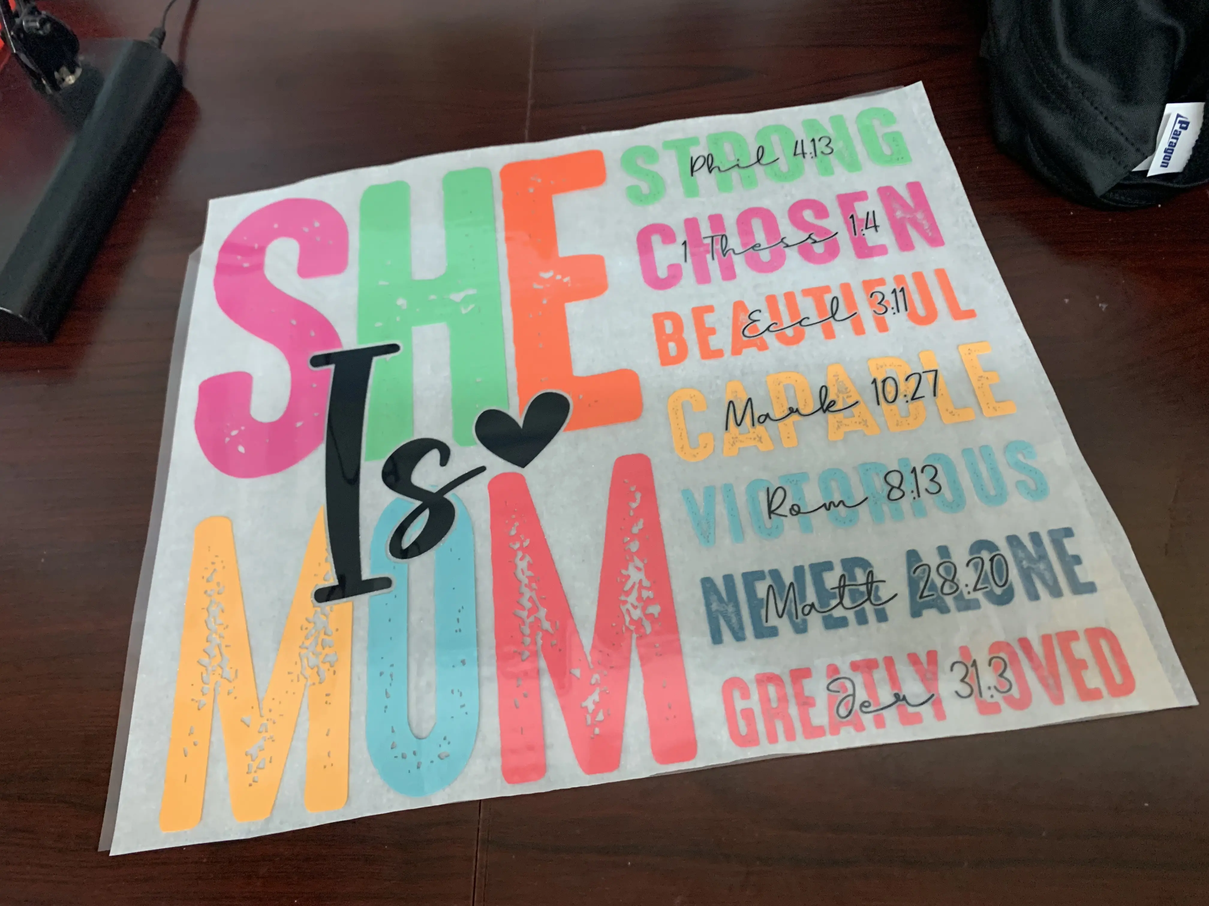 1 DTF Transfer "She Is Mom" Mothers Print Ready to Heat Press transfer film
