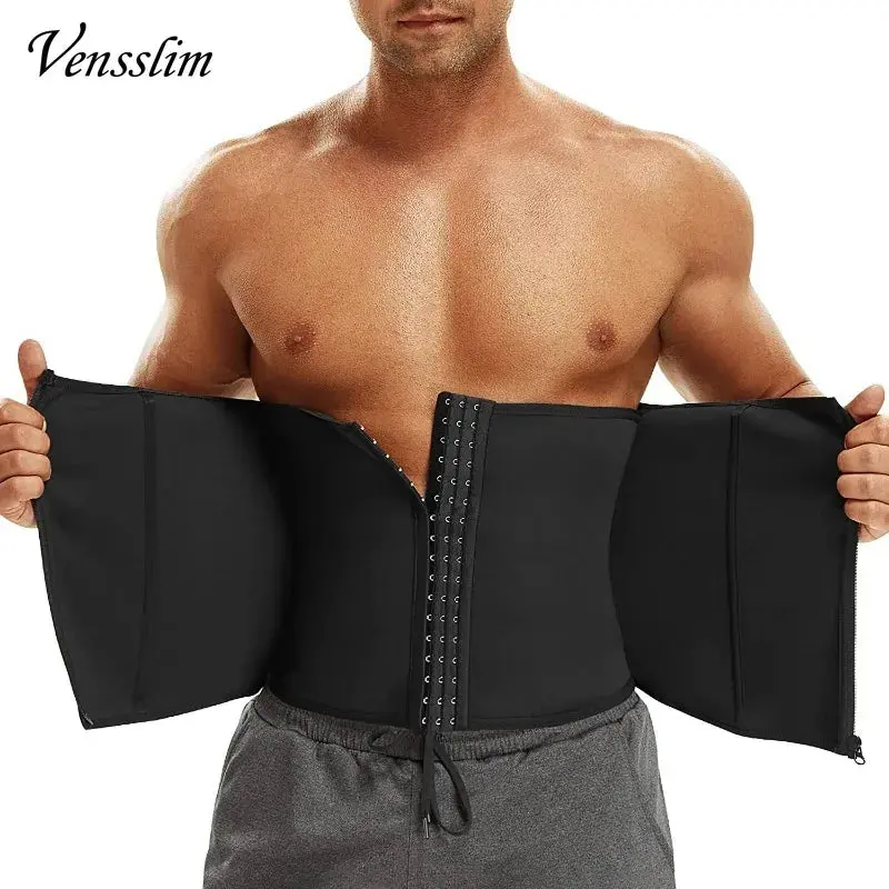 Men's Stretchy Waist Trainer Corset - Gym & Fitness Tummy Control Shapewear, Strap-Accented Sport Workout Girdle, Sauna Sweat Belt for Sexy Silhouette