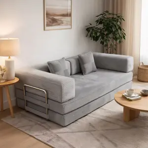 M 2026 Latest Boneless Sofa Bed – Convertible Sleeper with Pillow, Fixed Frame, Fold-Out Floor Lounge for Small Living Room