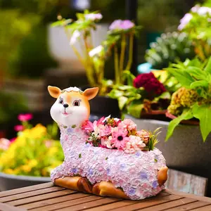 Cute Outdoor Garden Deer Planter Decoration, Resin Sculpture for Kindergarten Balcony, Multifunctional Succulent Plant Pot Decor